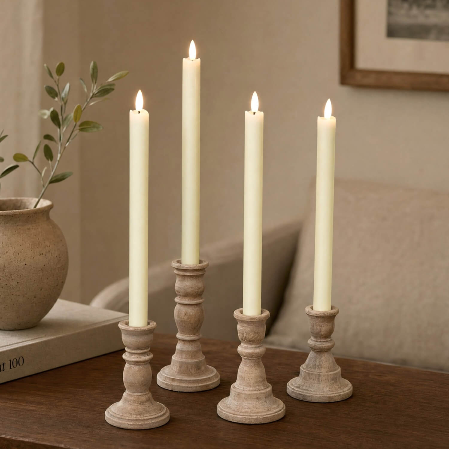 Wave Flameless Taper Candles 11.5"
