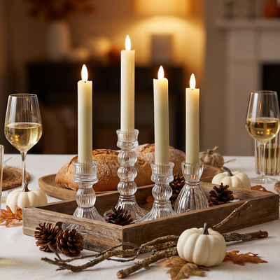 Wave Flameless Taper Candles 6.3"