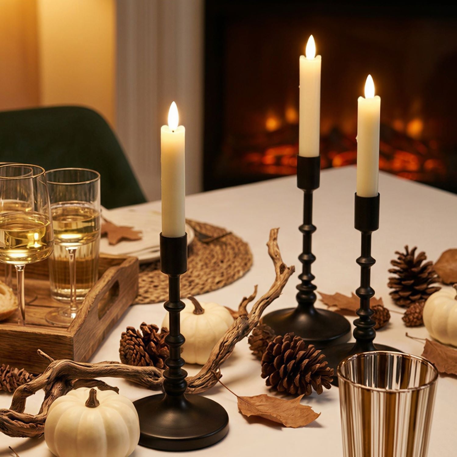 Wave Flameless Taper Candles 6.3"