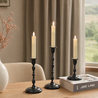 Wave Flameless Taper Candles 6.3"