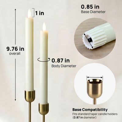 Wave Flameless Taper Candles 9.8"