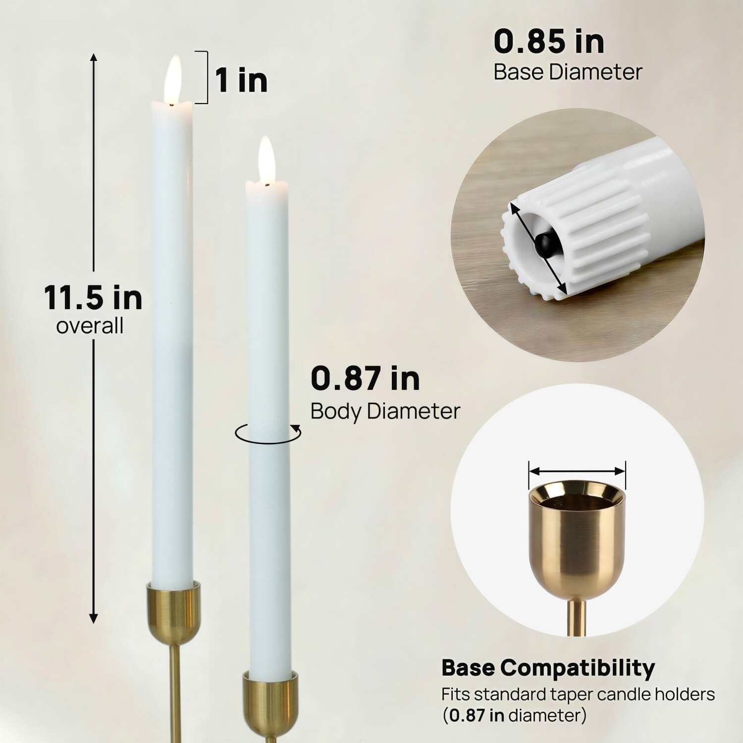 Wave Flameless Taper Candles 11.5"