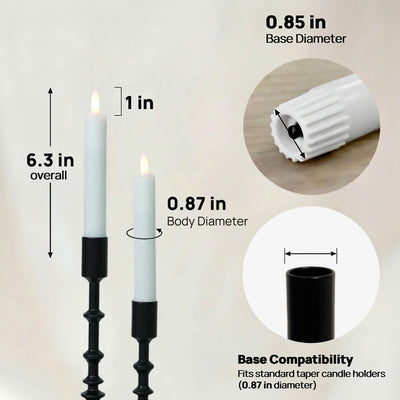 Wave Flameless Taper Candles 6.3"