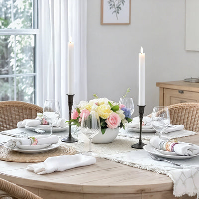 Wave Flameless Taper Candles White