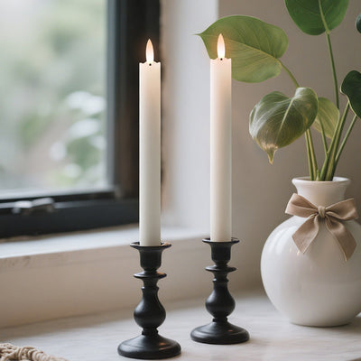 Wave Flameless Taper Candles White