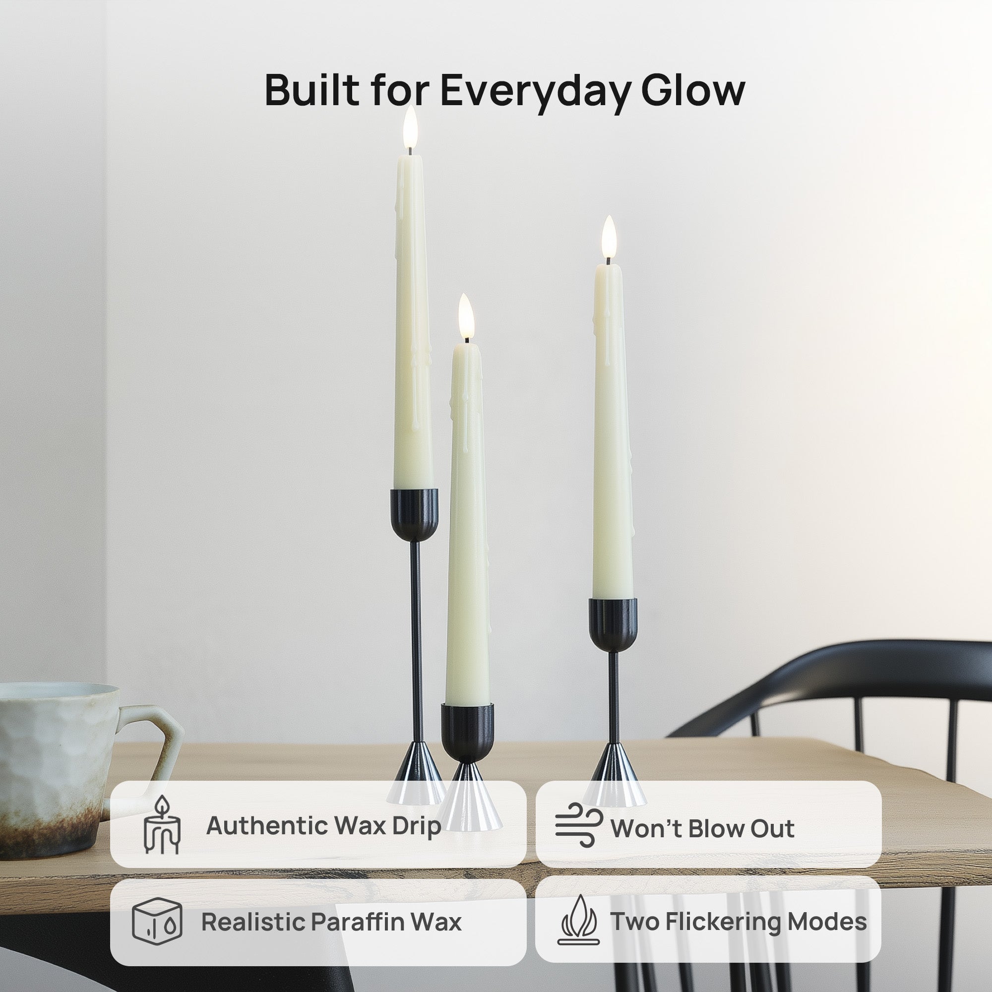 Wax Drip Taper Candles, Set of 4
