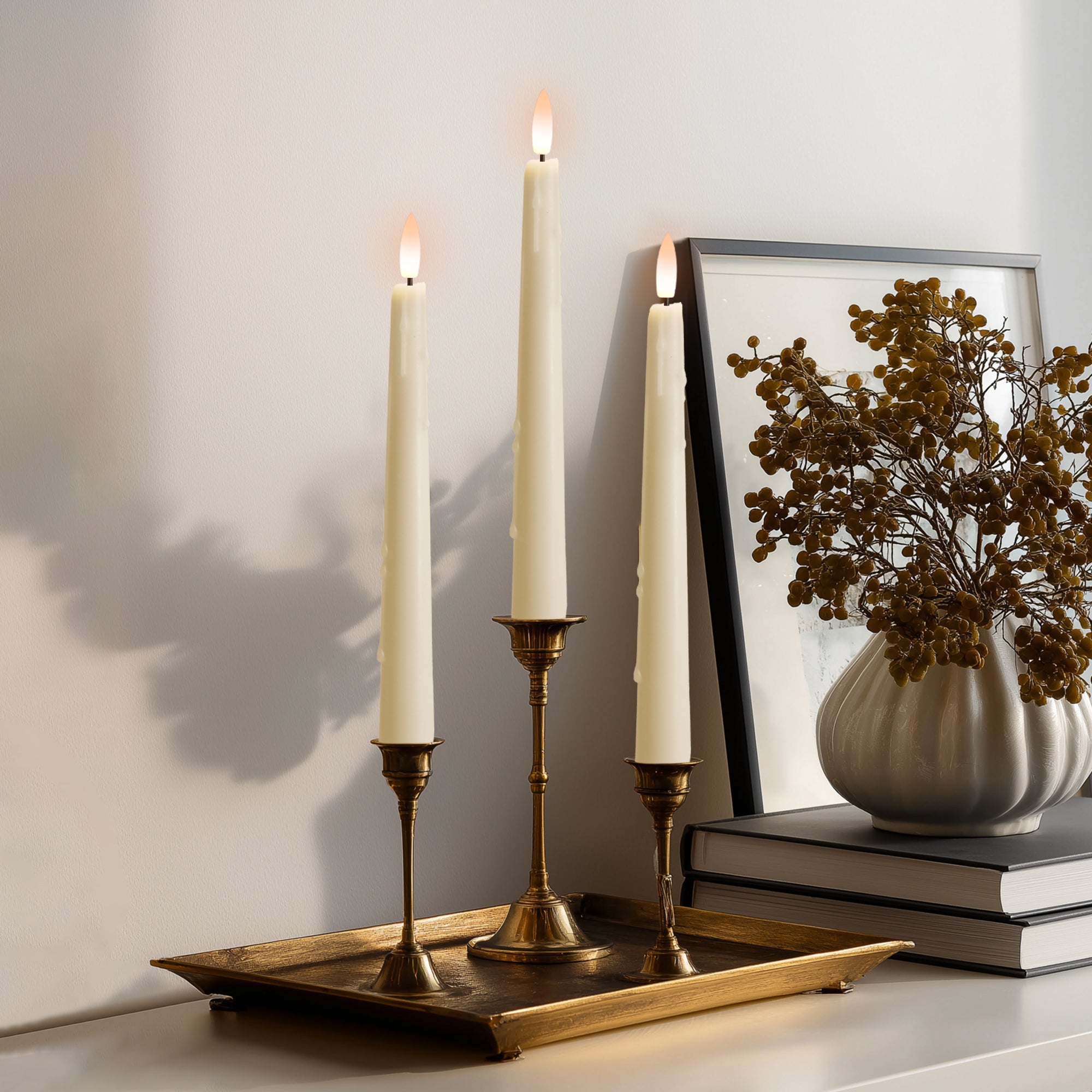 Wax Drip Taper Candles, Set of 4