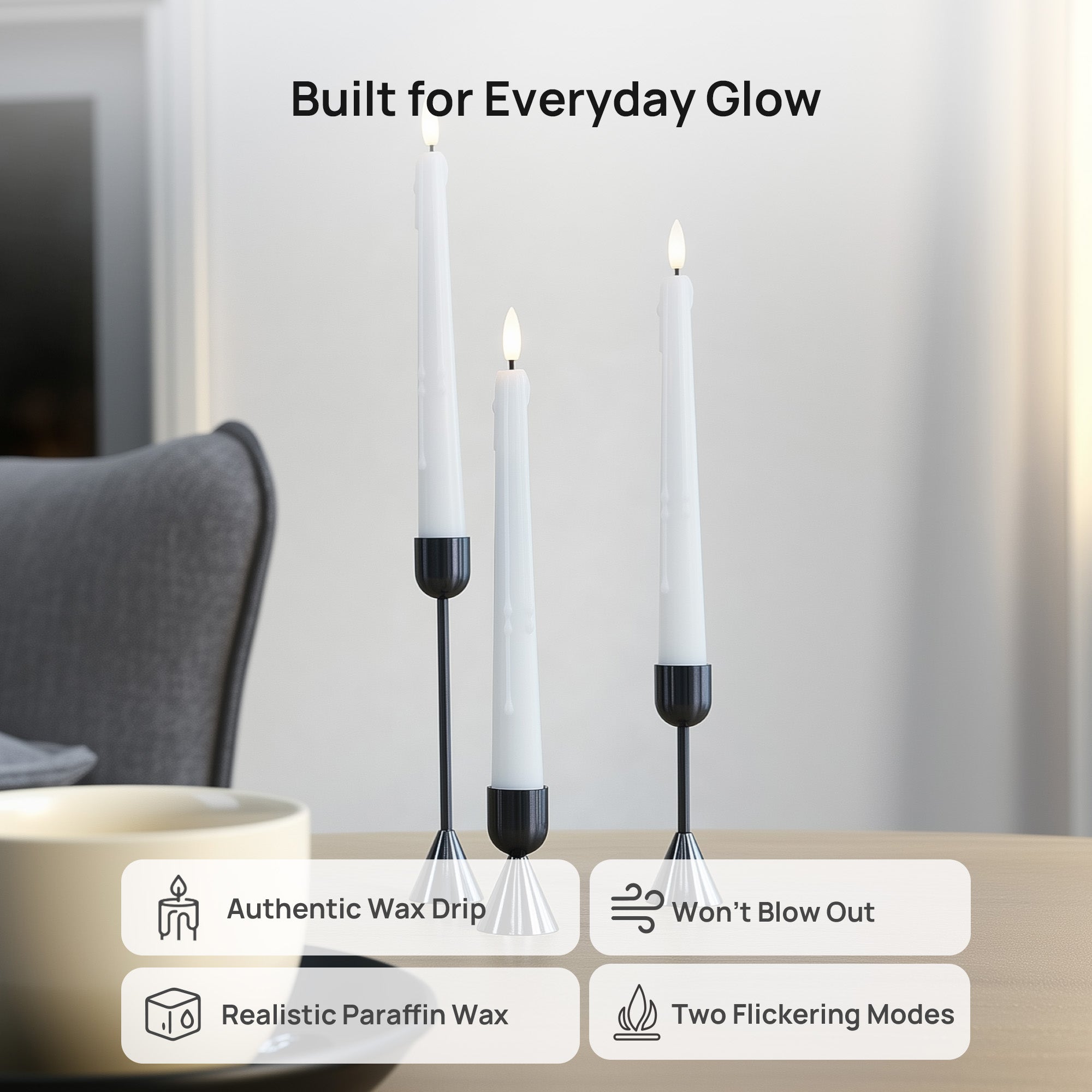 Wax Drip Taper Candles, Set of 4