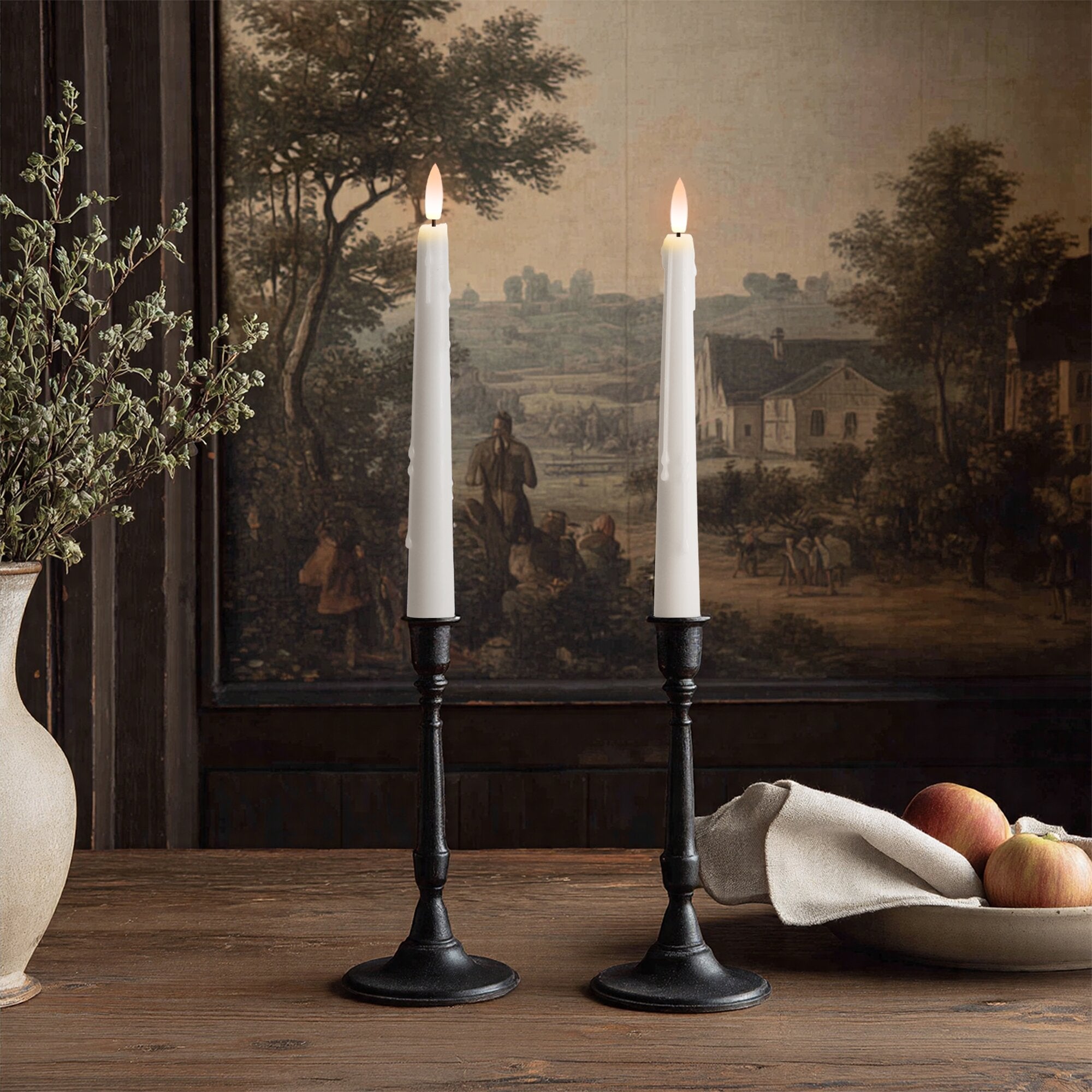 Wax Drip Taper Candles, Set of 4