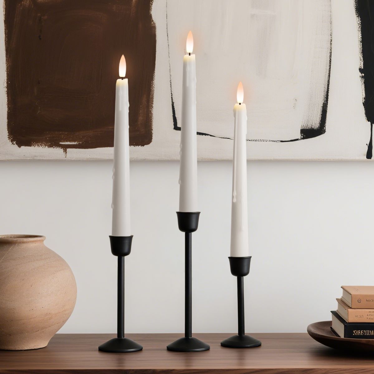 Wax Drip Taper Candles, Set of 4