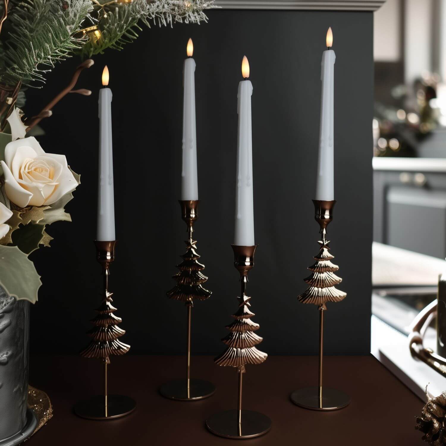 Wax Drip Taper Candles – Set of 4