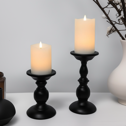 Metal Pillar Candle Holders, Set of 2