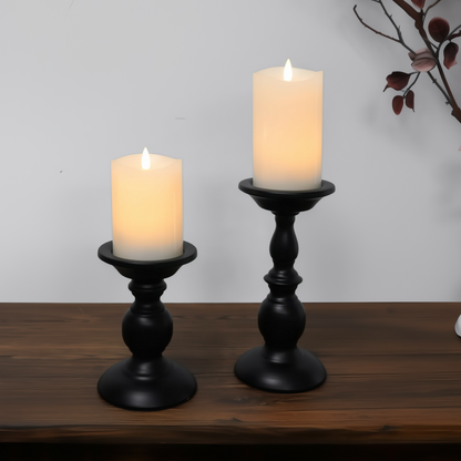 Metal Pillar Candle Holders, Set of 2