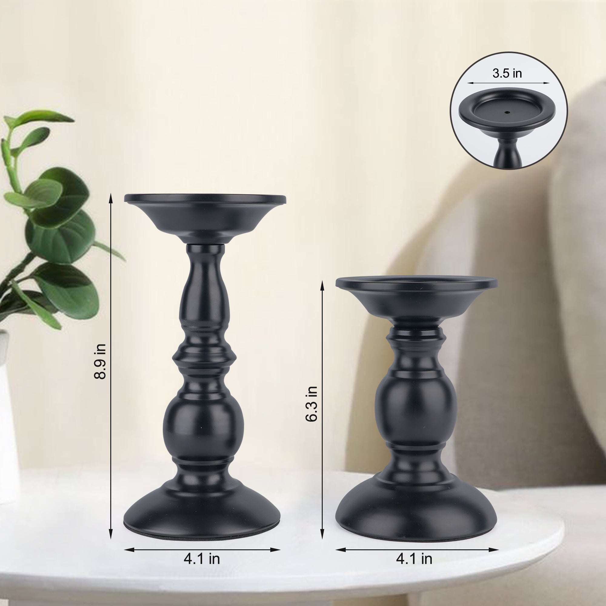 Metal Pillar Candle Holders, Set of 2