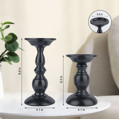 Metal Pillar Candle Holders, Set of 2