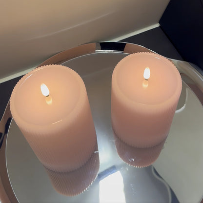 Large Fluted Pillar Candles, Set of 2