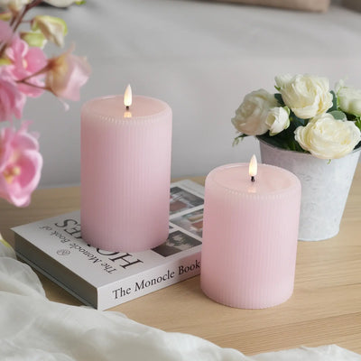 Pink Fluted Pillars 4" W – Set of 2