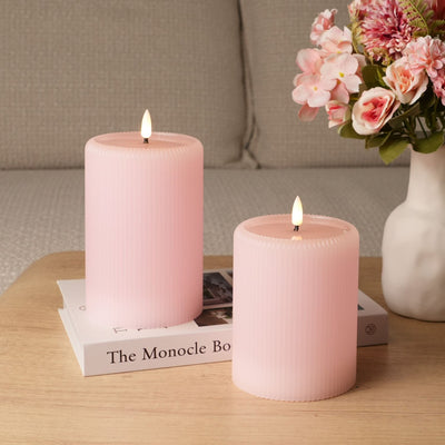 Pink Fluted Pillars 4" W – Set of 2