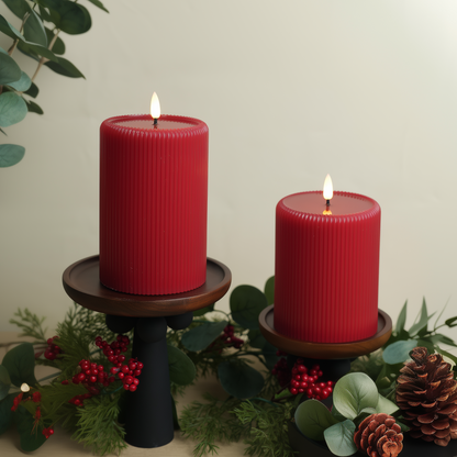 Large Fluted Pillar Candles, Set of 2