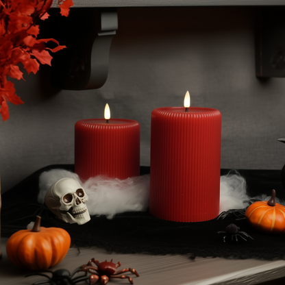 Large Fluted Pillar Candles – Set of 2