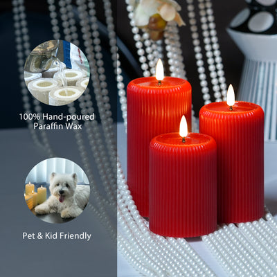 Fluted Pillar Candles – Set of 3