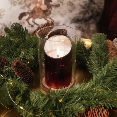 Ribbed Glass Pillar Candles – Set of 3