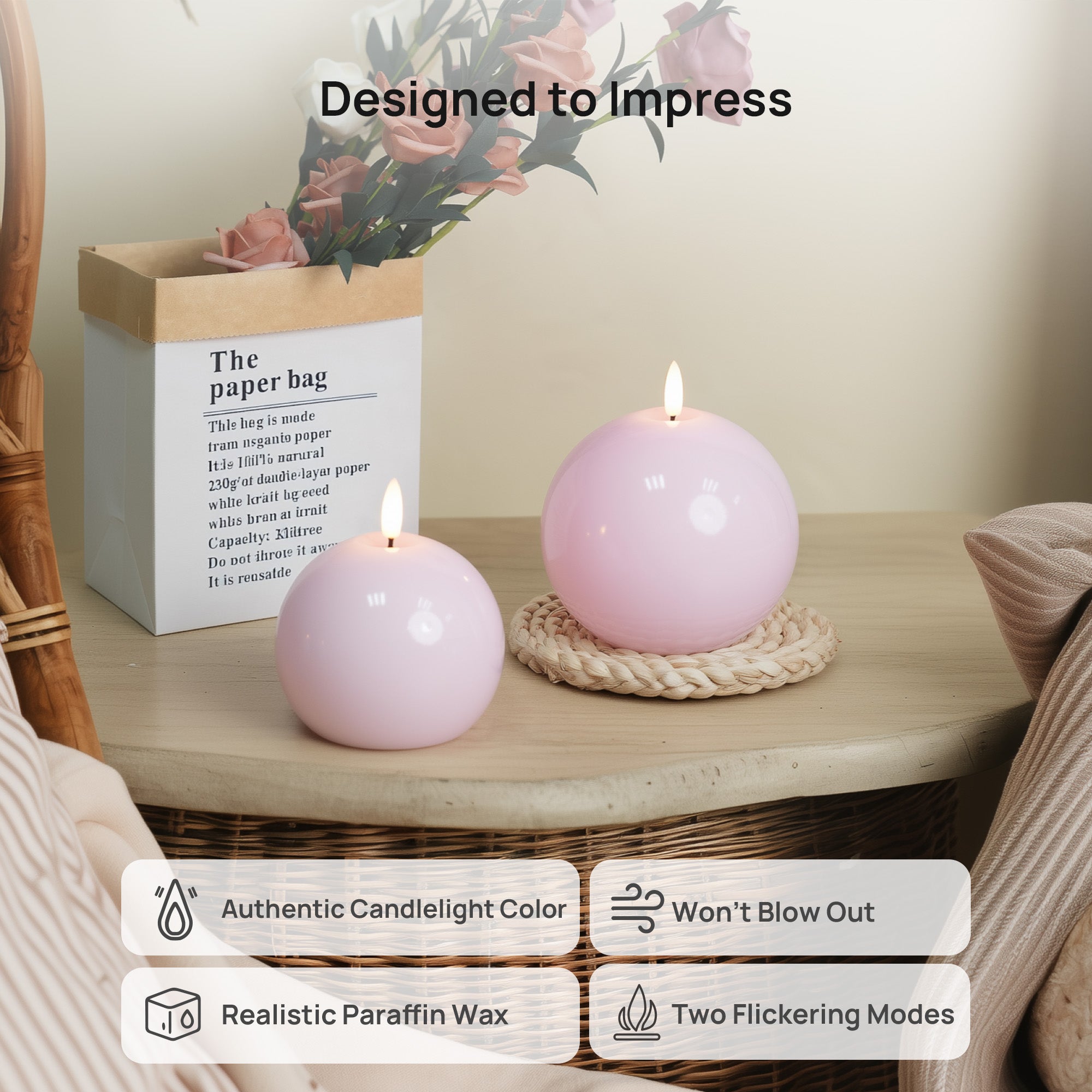 Shiny Sphere Candles, Set of 2