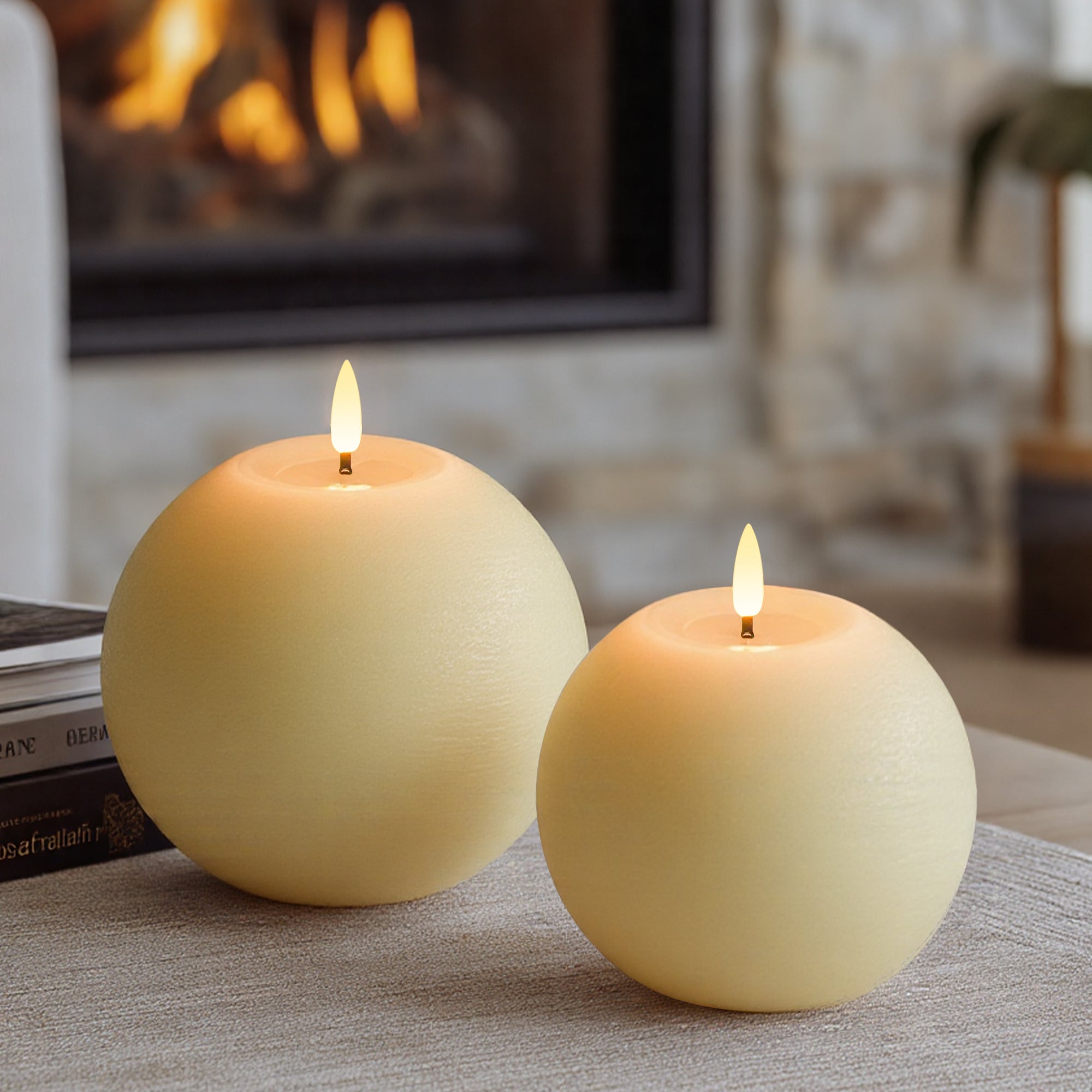 Rustic Sphere Candles, Set of 2