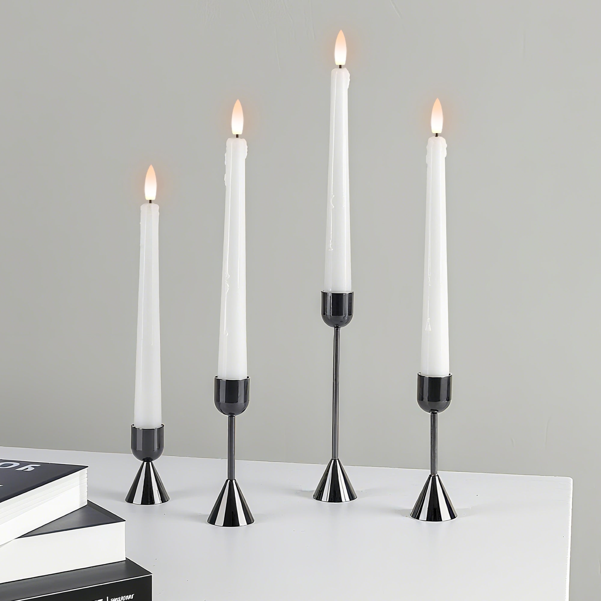 Vintage Metal Candle Holders, Set of 4