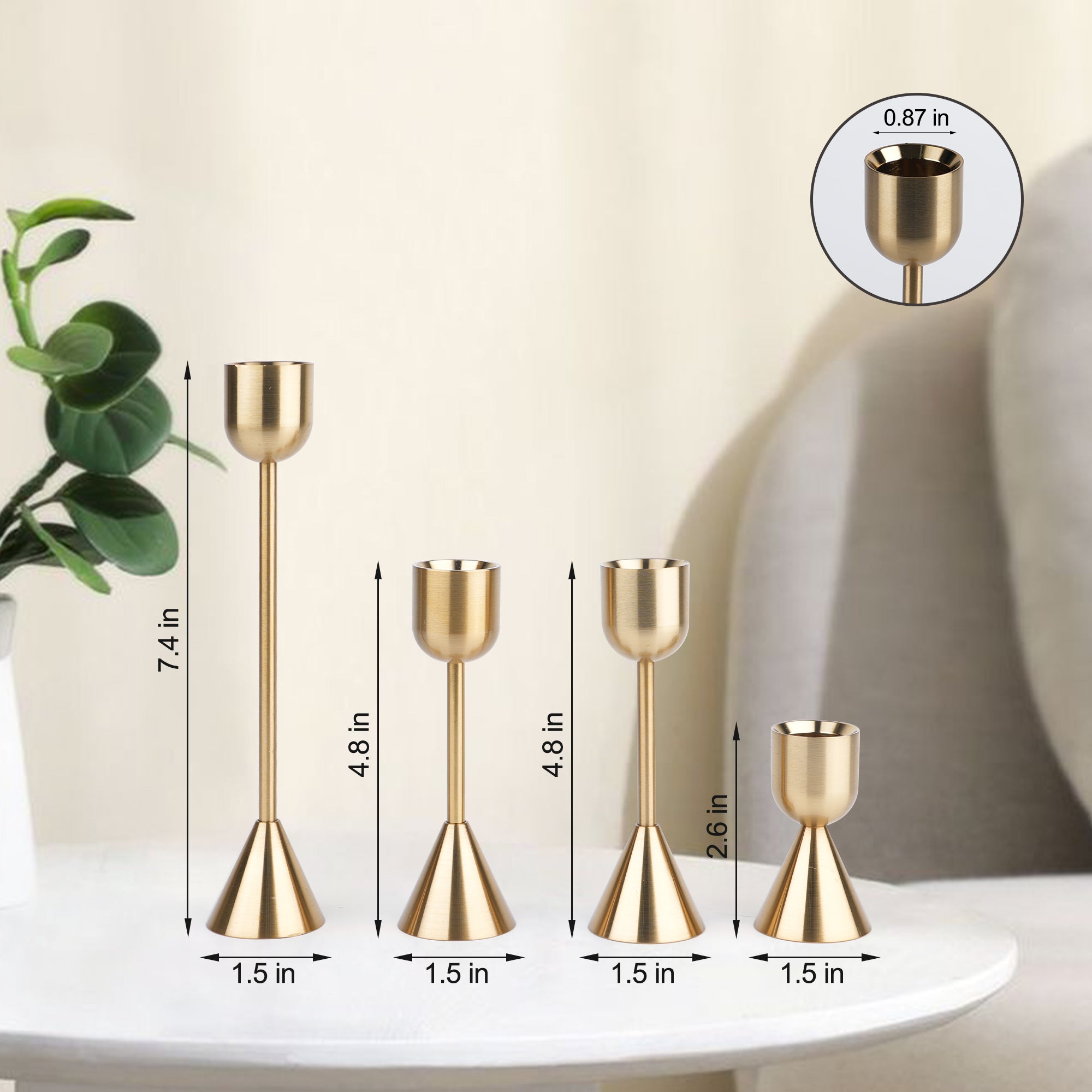 Vintage Metal Candle Holders, Set of 4