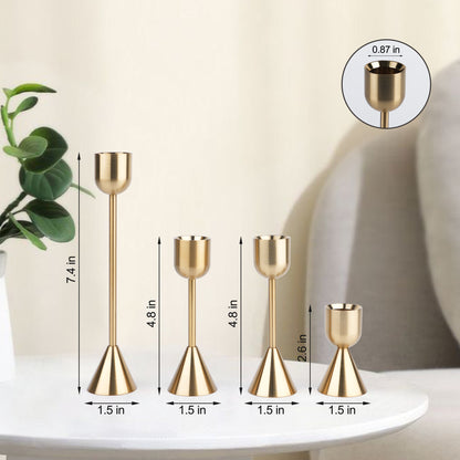 Vintage Metal Candle Holders, Set of 4