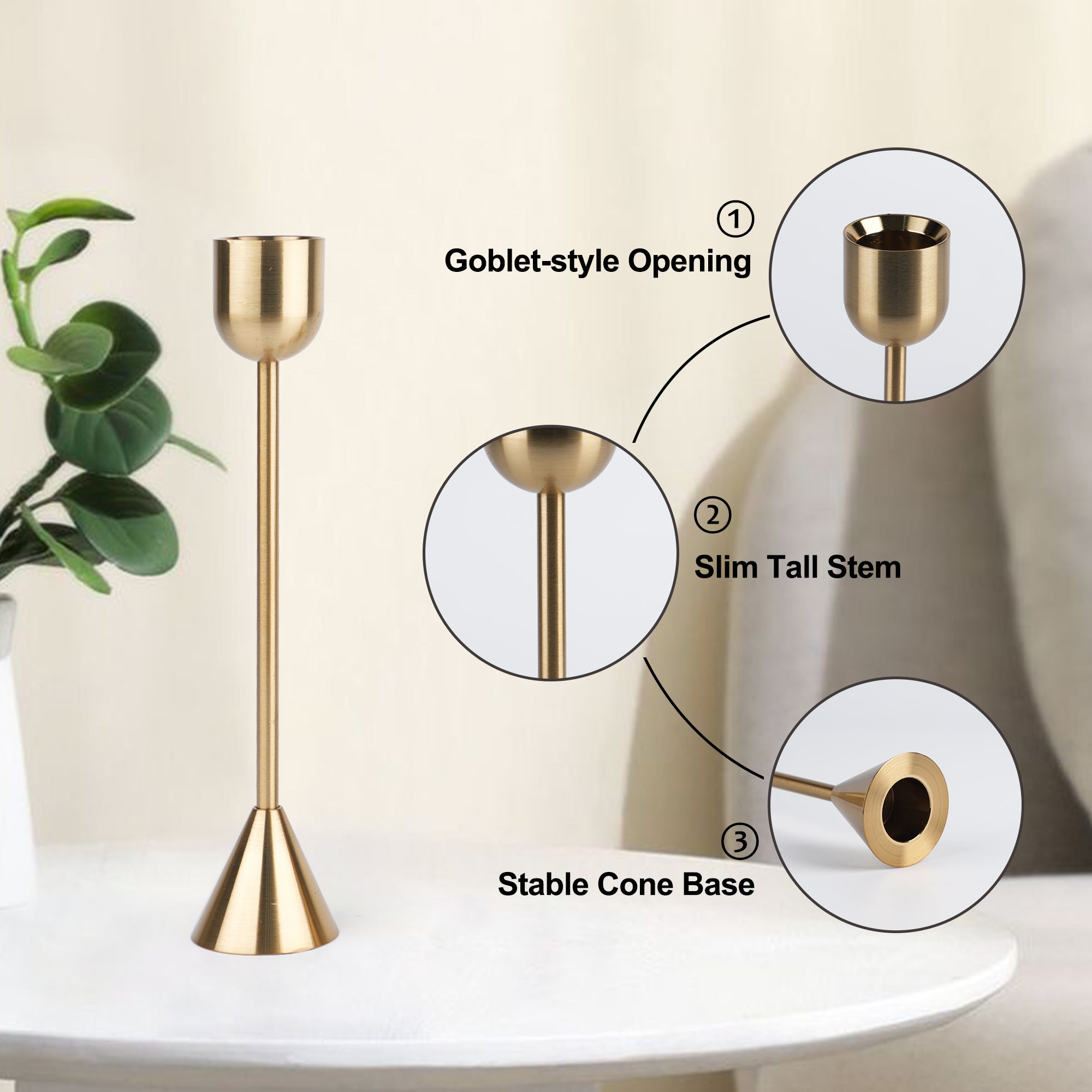 Vintage Metal Candle Holders, Set of 4