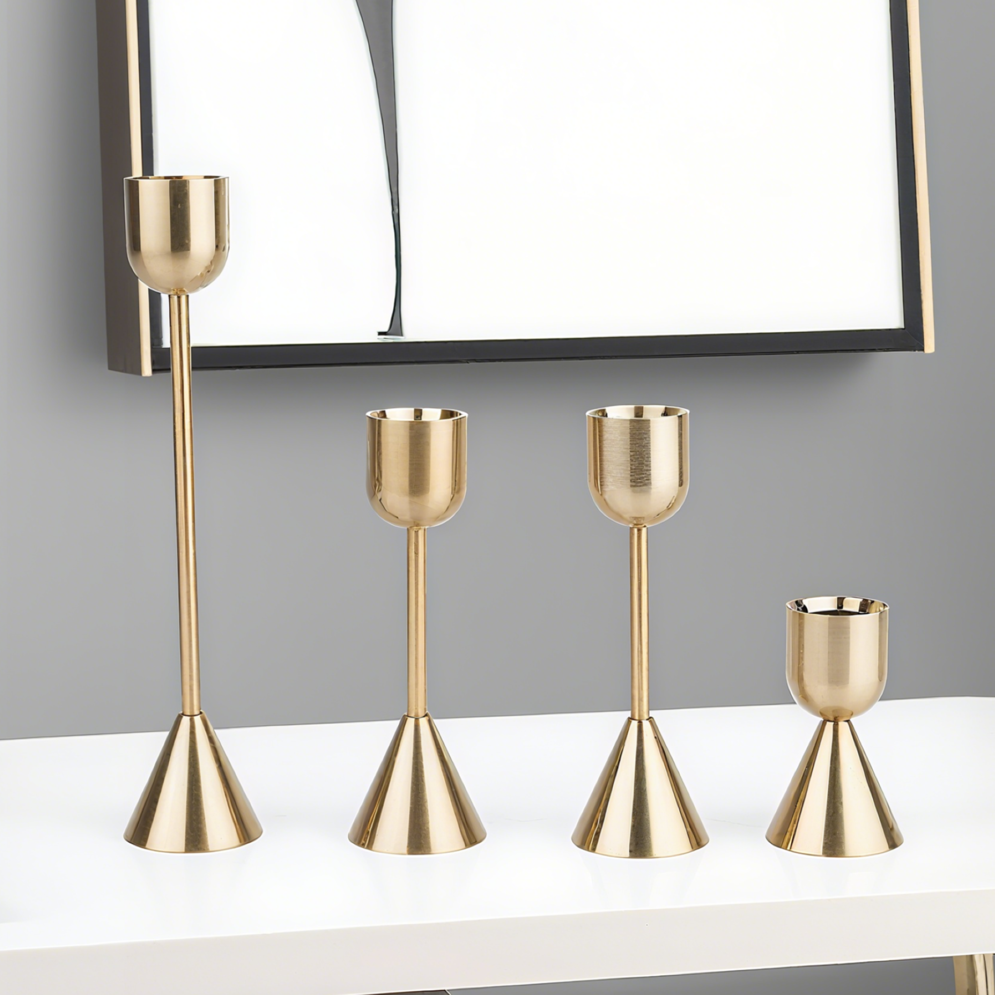 Vintage Metal Candle Holders, Set of 4