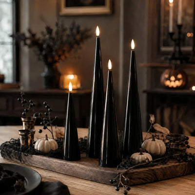 Black Cone Candles – Set of 4