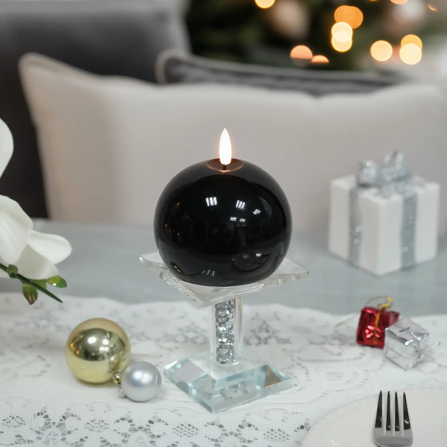 Shiny Sphere Candle – 4" Width