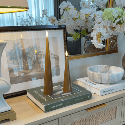 Shiny Cone Candles – Set of 2