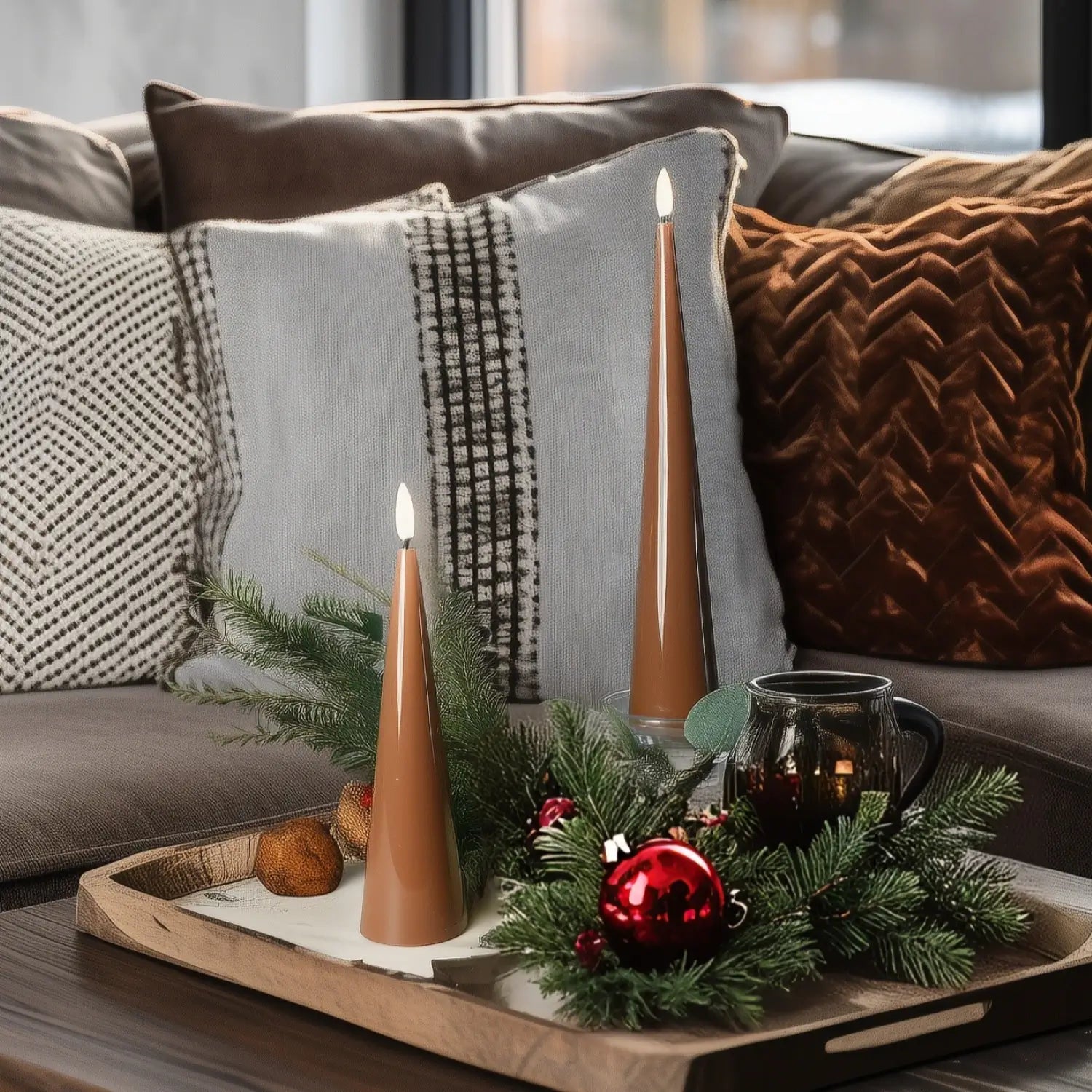 Shiny Cone Candles – Set of 2