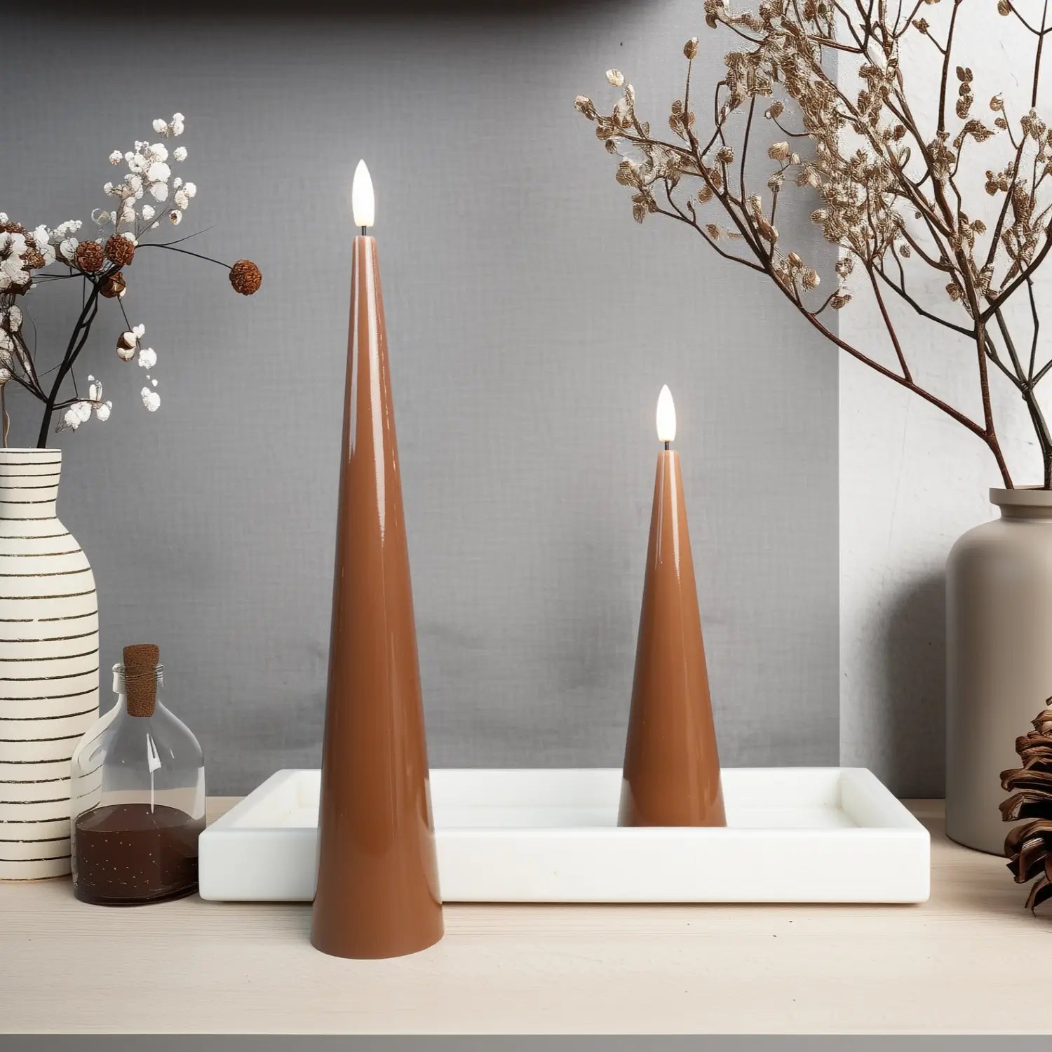 Shiny Cone Candles – Set of 2