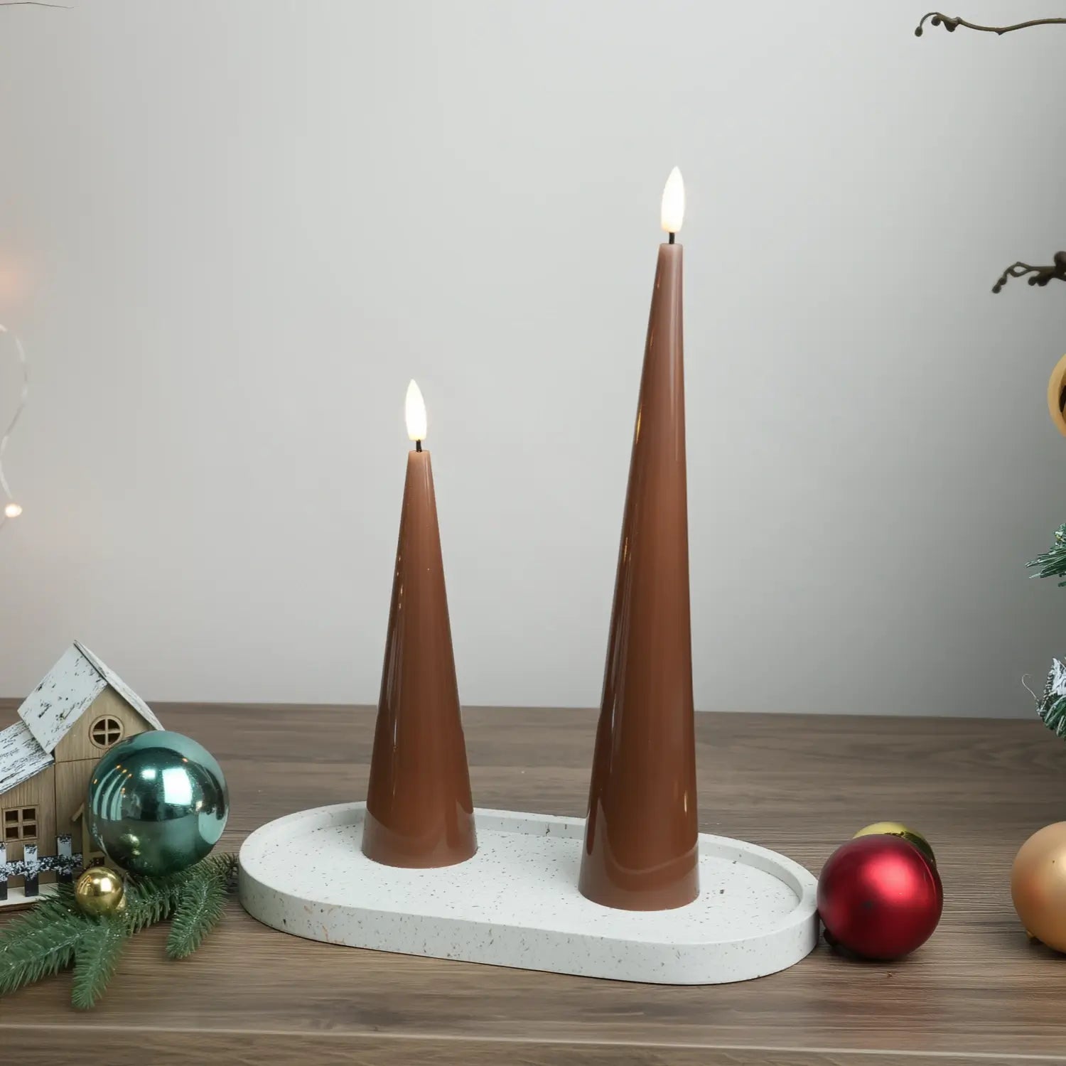 Shiny Cone Candles – Set of 2