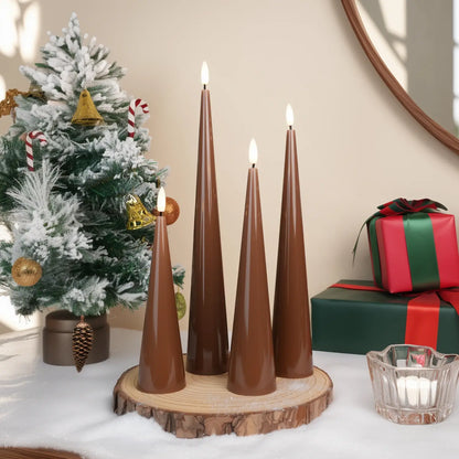 Brown Cone Candles – Set of 4