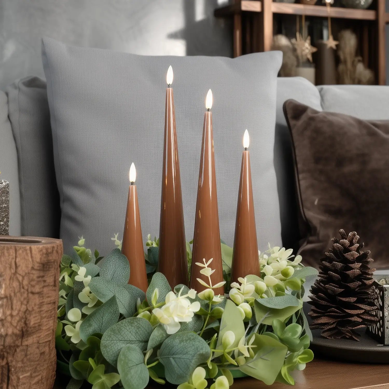 Shiny Cone Candles – Set of 4