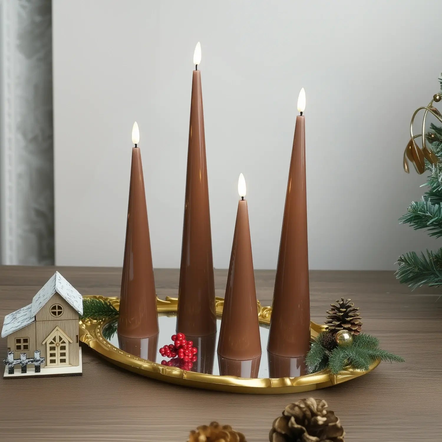 Shiny Cone Candles – Set of 4