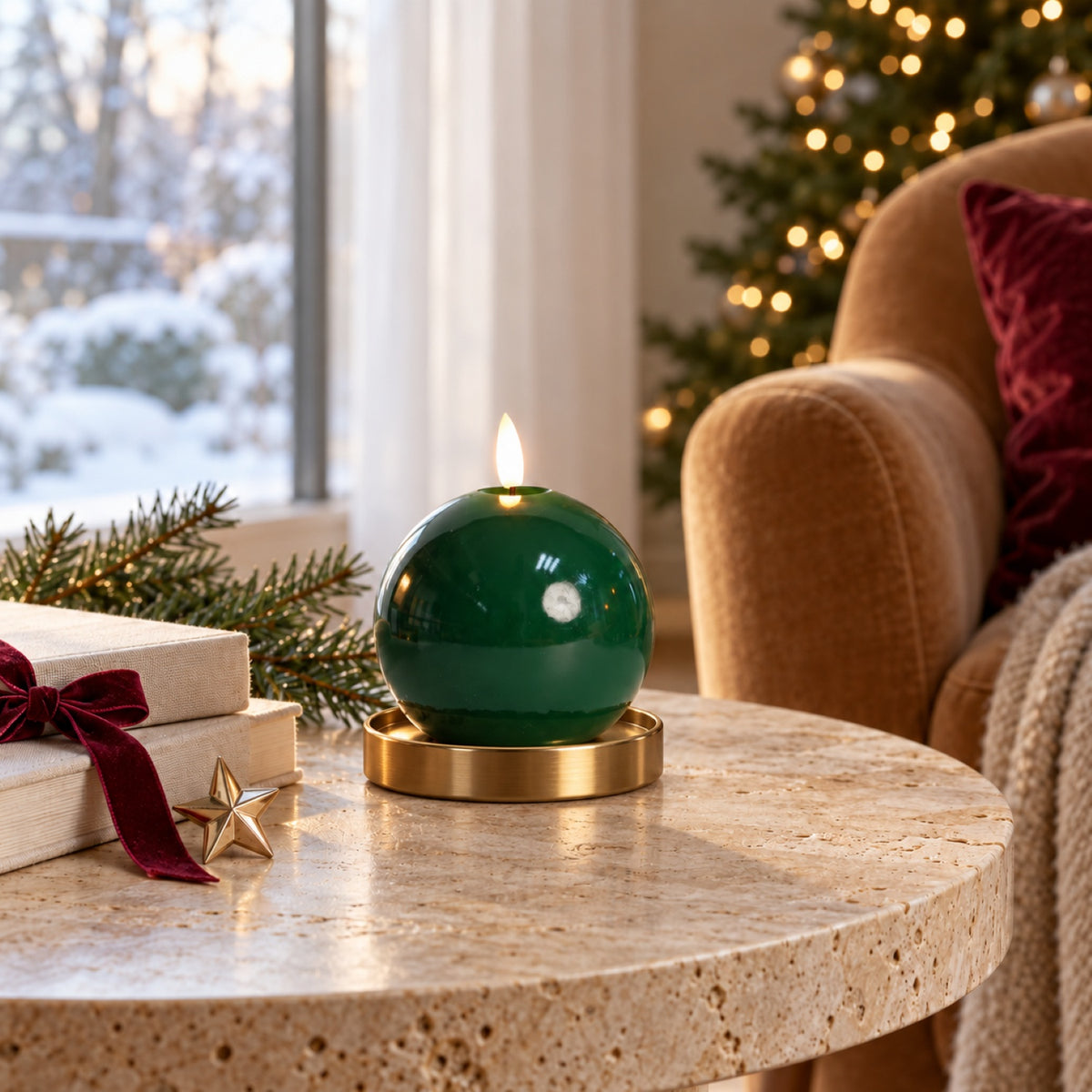 Shiny Sphere Candle – 4" Width
