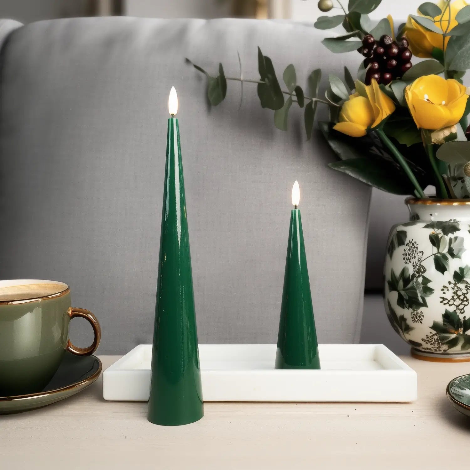 Shiny Cone Candles – Set of 2