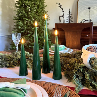 Christmas Green Cone Candles – Set of 4