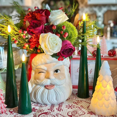 Christmas Green Cone Candles – Set of 4