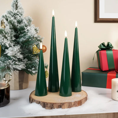 Shiny Cone Candles – Set of 4