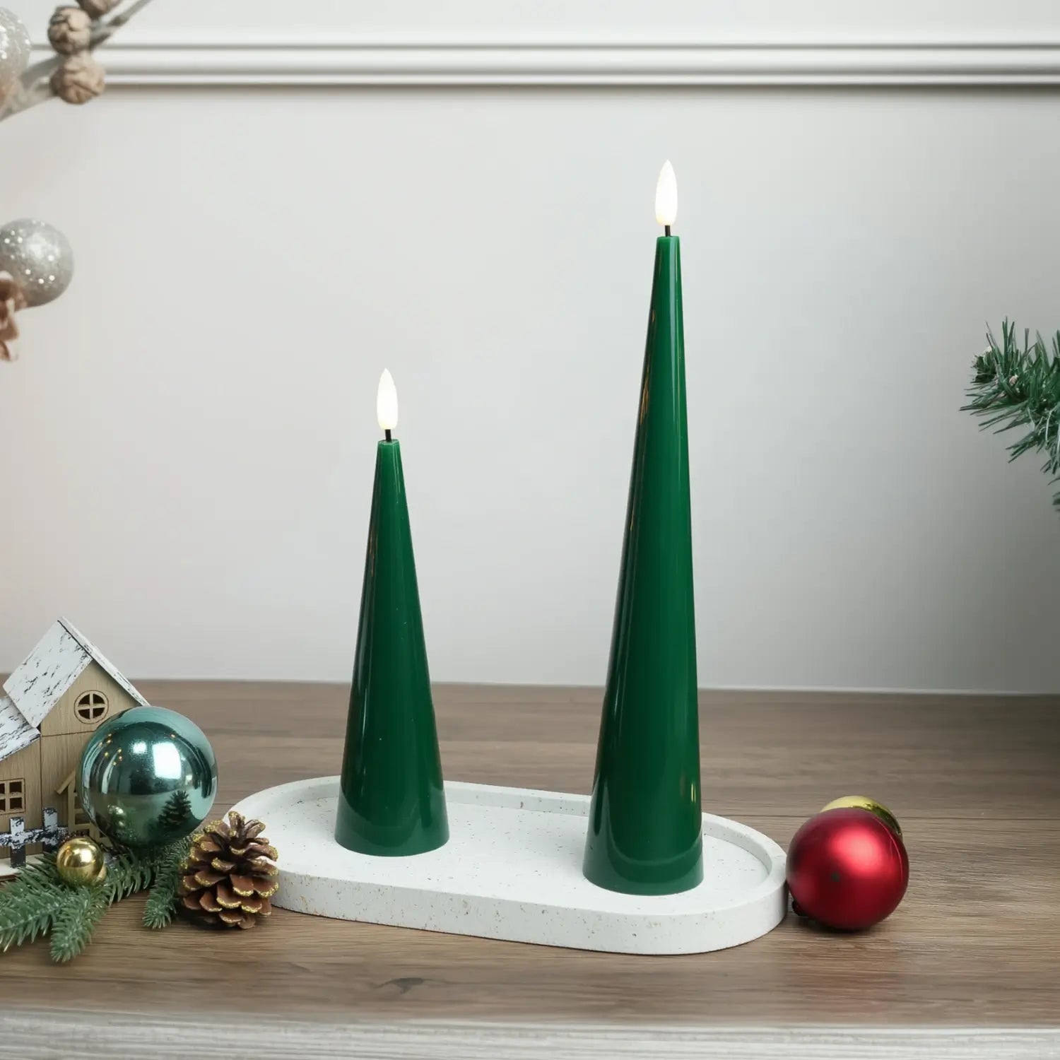 Shiny Cone Candles – Set of 2