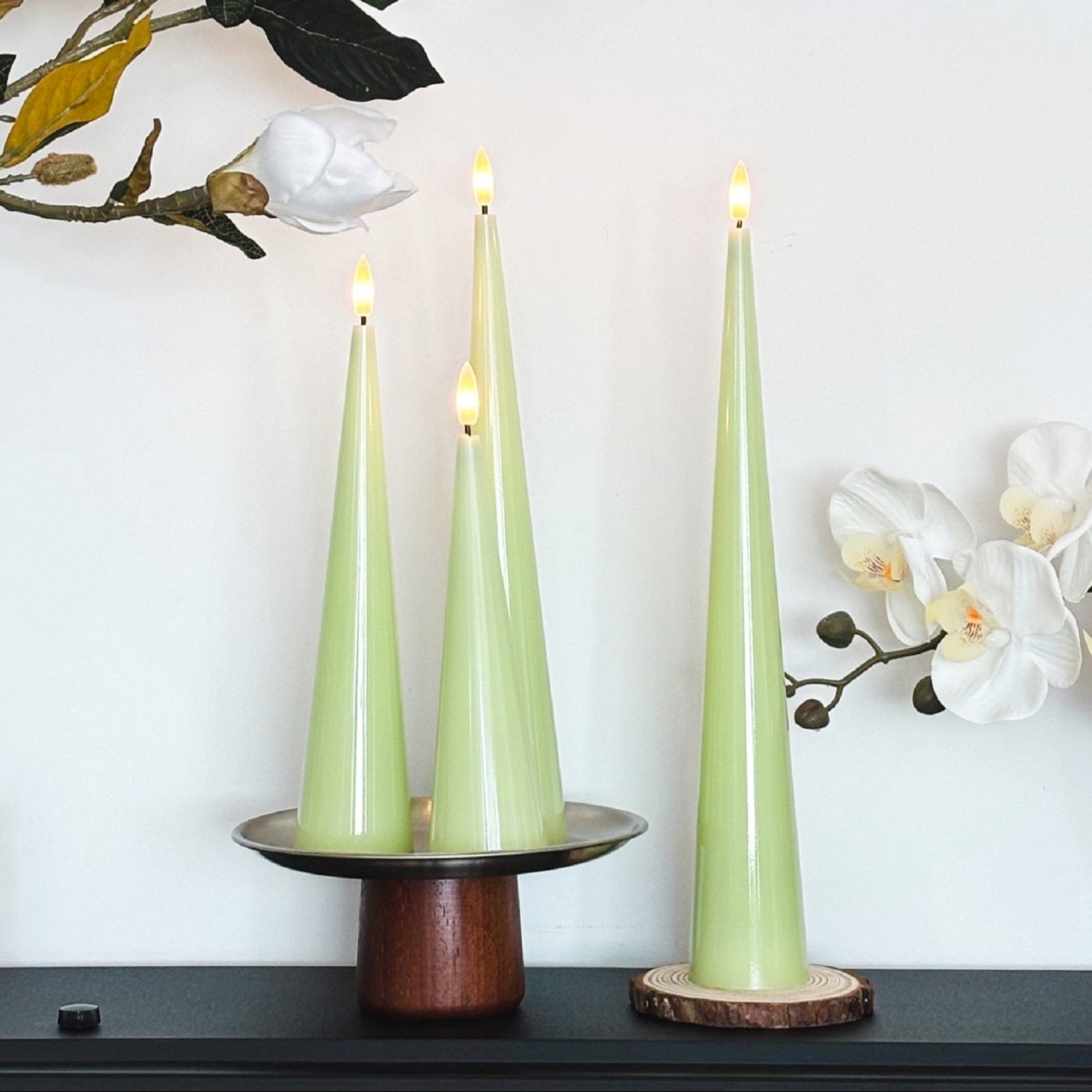 Shiny Cone Candles, Set of 4
