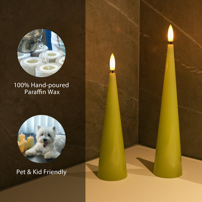 Green Cone Candles – Set of 4